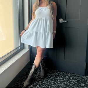 White Sleeveless Tiered Dress